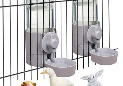 Kathson - 2 botellas de agua para conejos (17 oz), bebedero colgante automático para conejillos de indias, bebedero antifugas para conejos, chinchillas, hámsteres, gatos, perros y animales pequeños (gris)