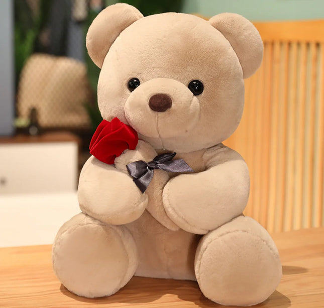 Cute Rose Bear Plush Toy, Valentine's Day Gift Hug Bear Plush Toy Female Birthday Gift