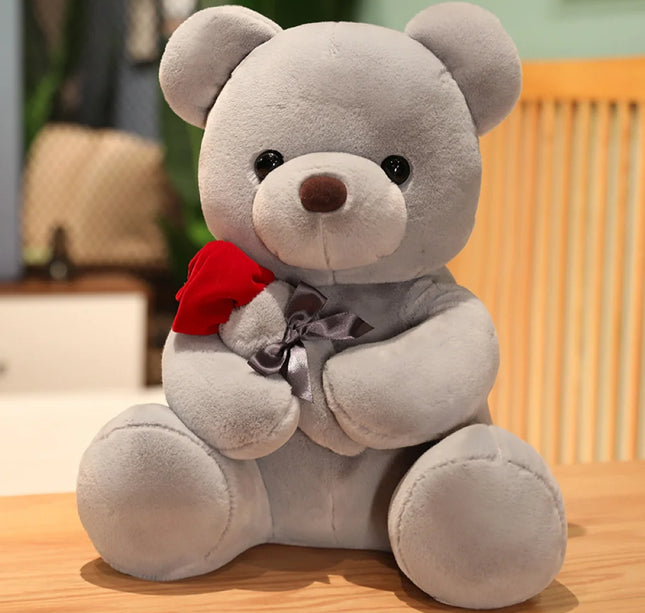 Cute Rose Bear Plush Toy, Valentine's Day Gift Hug Bear Plush Toy Female Birthday Gift