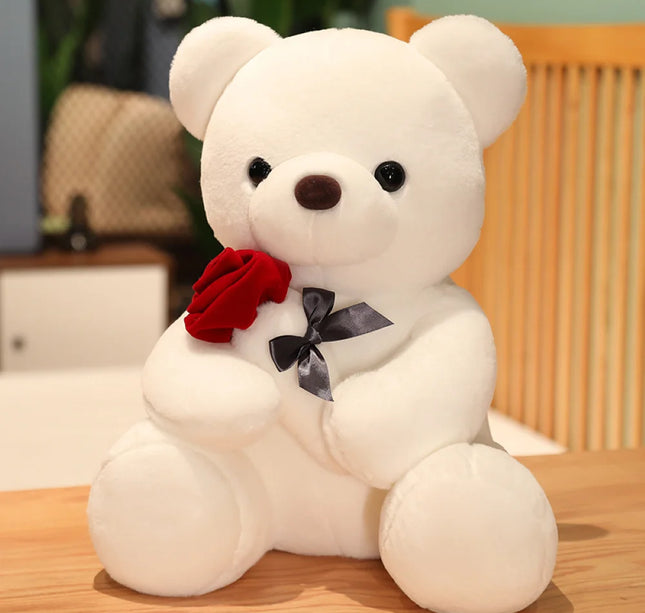 Cute Rose Bear Plush Toy, Valentine's Day Gift Hug Bear Plush Toy Female Birthday Gift