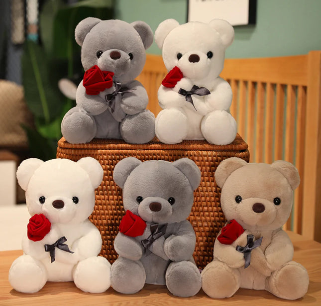 Cute Rose Bear Plush Toy, Valentine's Day Gift Hug Bear Plush Toy Female Birthday Gift