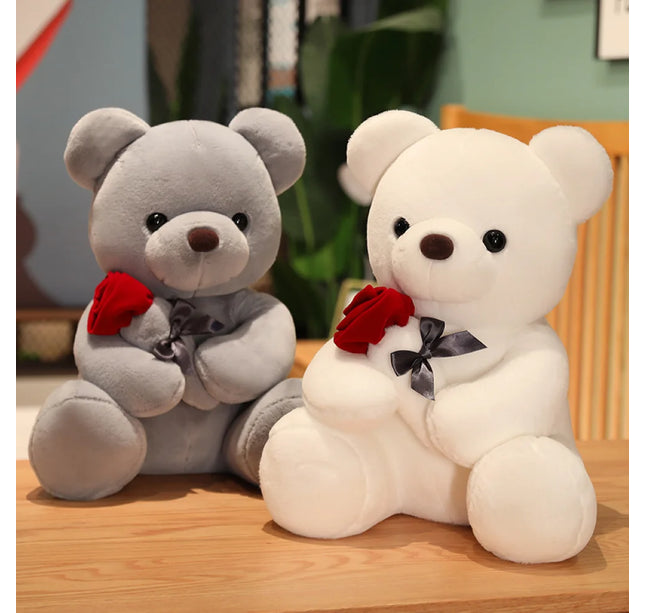 Cute Rose Bear Plush Toy, Valentine's Day Gift Hug Bear Plush Toy Female Birthday Gift