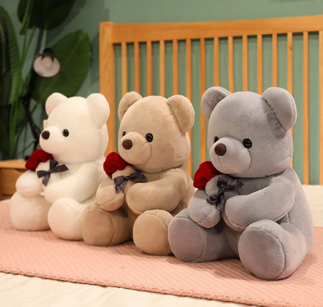 Cute Rose Bear Plush Toy, Valentine's Day Gift Hug Bear Plush Toy Female Birthday Gift