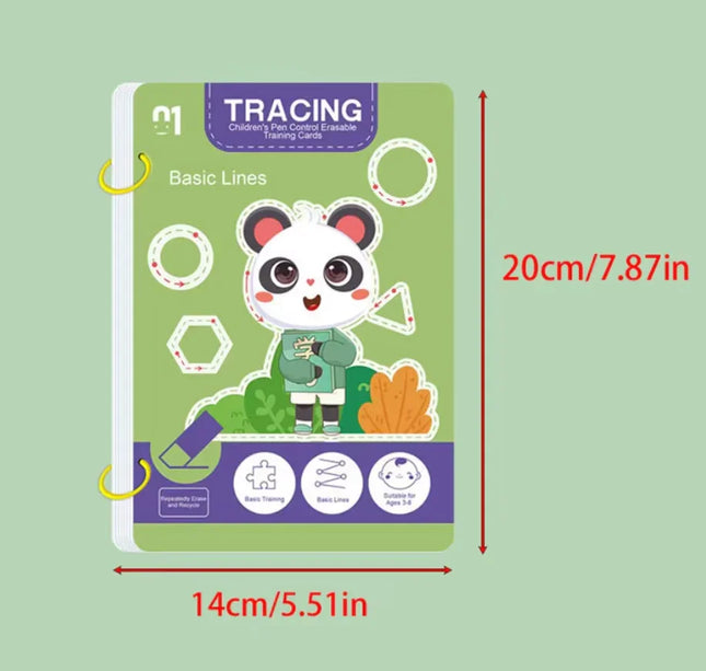 Kids 34-Page Reusable Writing & Drawing Workbook Set with Erasable Pen