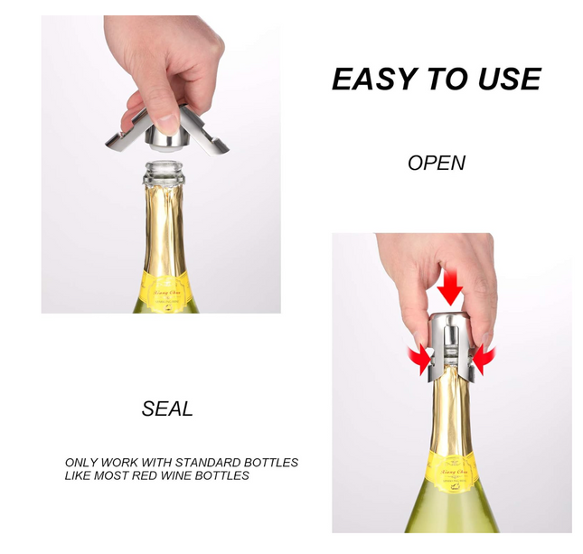 Portable Stainless Latches Champagne Sparkling Wine Bottle Stopper Sealer Bar Wine Plug Liquor Spirit Flow Red Wine Bottle Cap