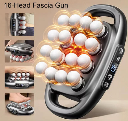 16-Head Fascia Massage Gun – High-Frequency Body Massager