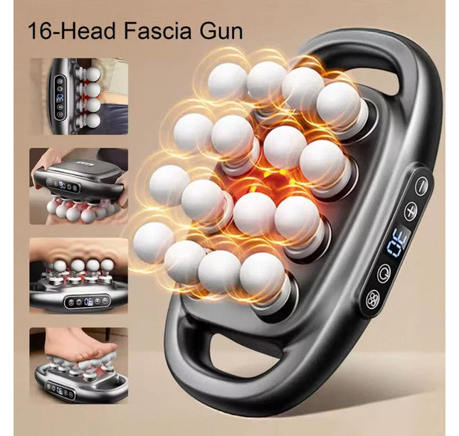 16-Head Fascia Massage Gun – High-Frequency Body Massager