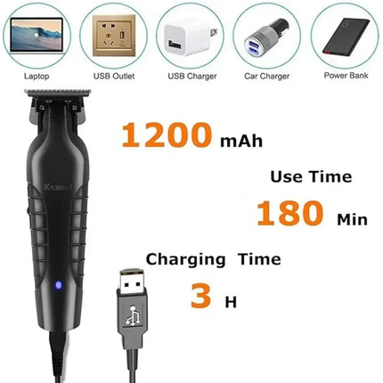 Kemei KM-2299 Cordless USB Rechargeable Hair Clipper