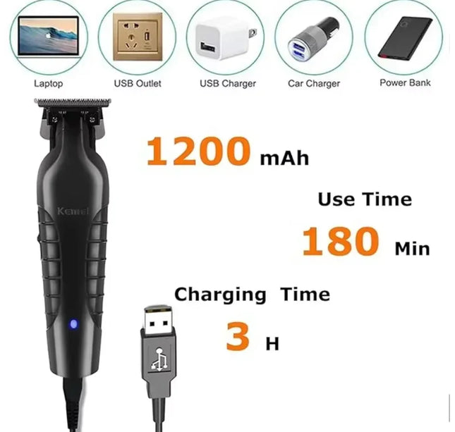 Kemei KM-2299 Cordless USB Rechargeable Hair Clipper