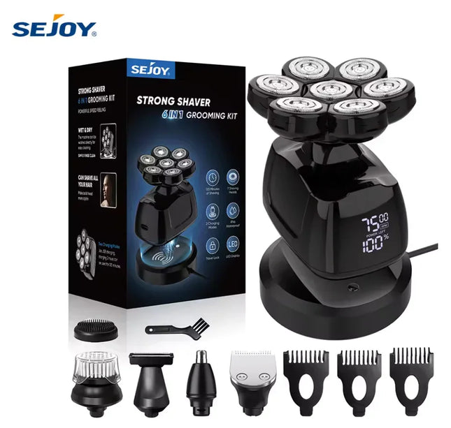 Sejoy 7D Head Shaver 6-in-1 Waterproof Grooming Kit for Men