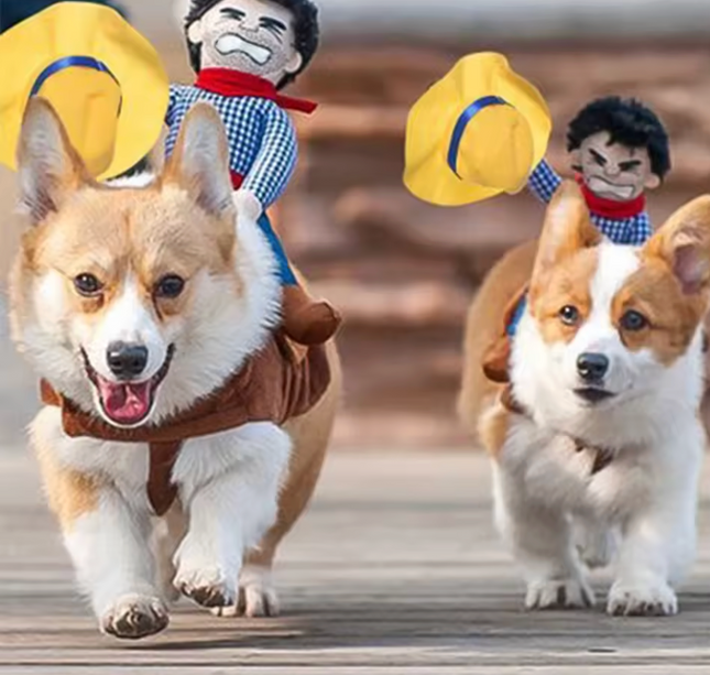 Funny Cowboy Dog Costume Jacket for Small & Large Dogs