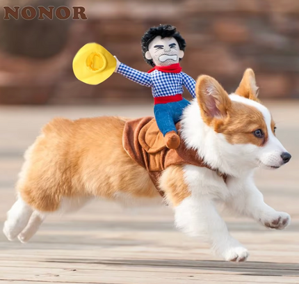 Funny Cowboy Dog Costume Jacket for Small & Large Dogs