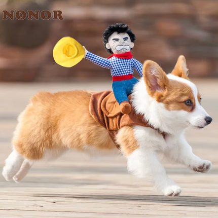 Funny Cowboy Dog Costume Jacket for Small & Large Dogs