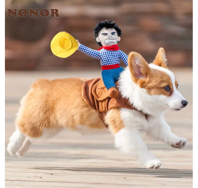 Funny Cowboy Dog Costume Jacket for Small & Large Dogs
