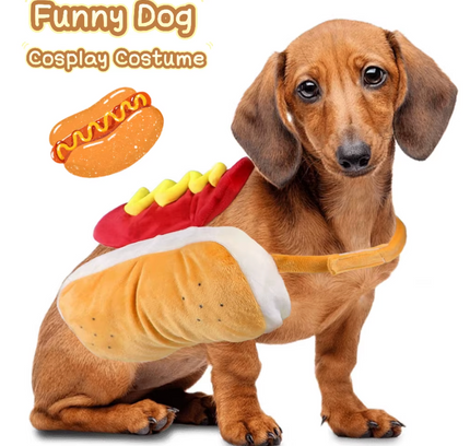 Funny Hot Dog Pet Costume for Small & Medium Dogs & Cats