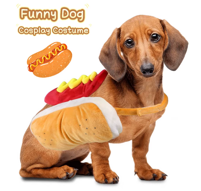 Funny Hot Dog Pet Costume for Small & Medium Dogs & Cats