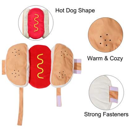 Funny Hot Dog Pet Costume for Small & Medium Dogs & Cats