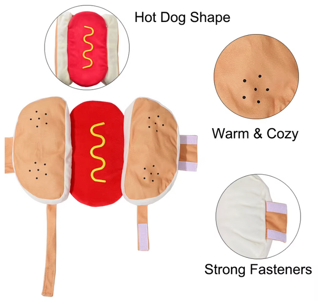 Funny Hot Dog Pet Costume for Small & Medium Dogs & Cats