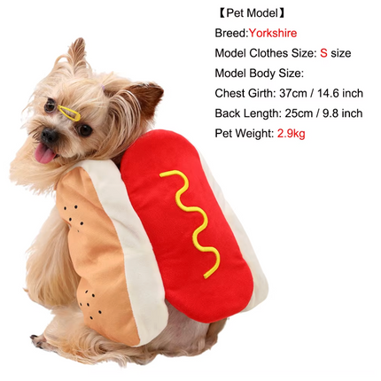 Funny Hot Dog Pet Costume for Small & Medium Dogs & Cats