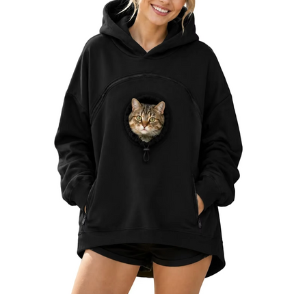 Winter Zipper Pocket Pet Solid Color Hooded Pullover Hoodie Shirt ,Sweatshirt Pouch Cat Hoodie Jacket