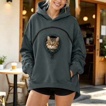 Winter Zipper Pocket Pet Solid Color Hooded Pullover Hoodie Shirt ,Sweatshirt Pouch Cat Hoodie Jacket