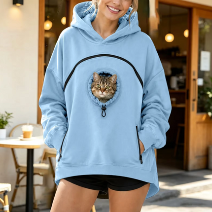 Winter Zipper Pocket Pet Solid Color Hooded Pullover Hoodie Shirt ,Sweatshirt Pouch Cat Hoodie Jacket