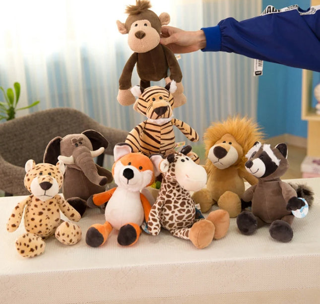 Simulation Animal Plush Toys – 25cm Stuffed Lion, Tiger, Giraffe, Monkey & More for Kids’ Gifts
