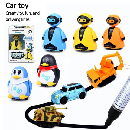 Inductive Line Following Robot Toy – Creative Electric Penguin Car that Follows Drawn Paths, Educational Gift for Kids