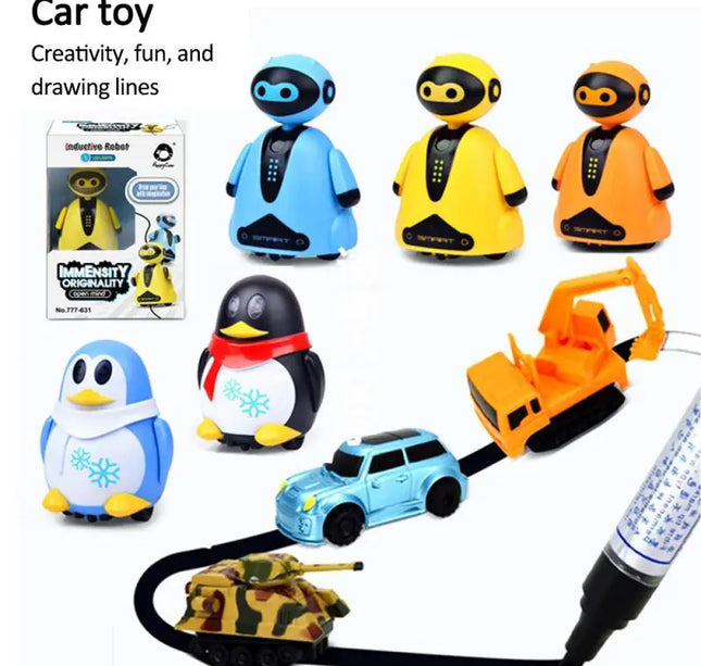 Inductive Line Following Robot Toy – Creative Electric Penguin Car that Follows Drawn Paths, Educational Gift for Kids