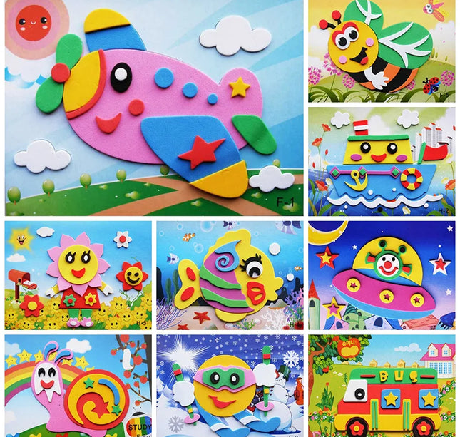 10Pcs 3D EVA Foam Stickers Puzzle Cartoon Animal 20 Styles DIY Handmade Early Learning Educational Toys For Children Kids Gift