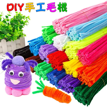 100pcs 30cm Chenille Stems Pipe Cleaners Kids Plush Educational Toy Colorful Pipe Cleaner Toys Handmade DIY Craft Supplies