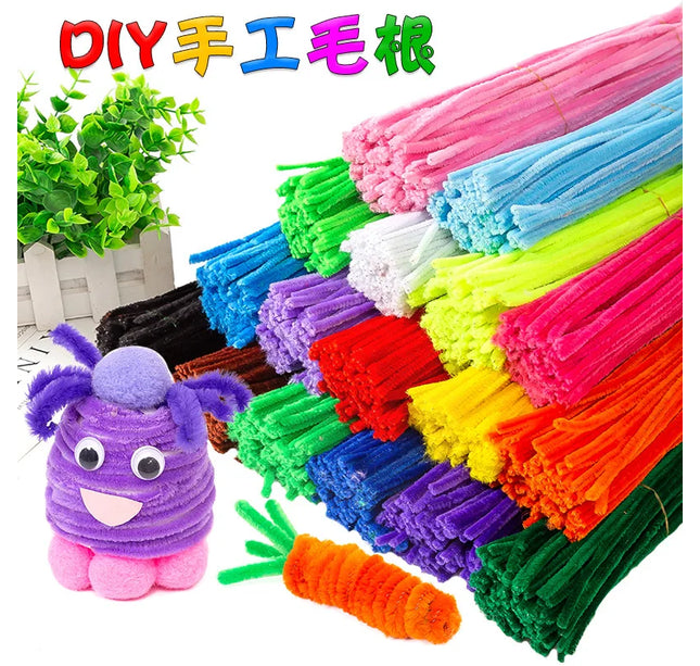 100pcs 30cm Chenille Stems Pipe Cleaners Kids Plush Educational Toy Colorful Pipe Cleaner Toys Handmade DIY Craft Supplies