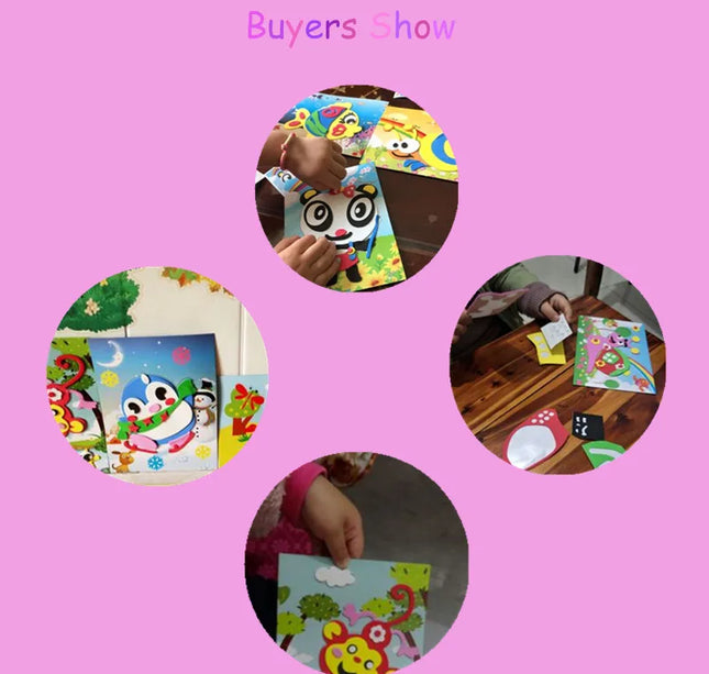 10Pcs 3D EVA Foam Stickers Puzzle Cartoon Animal 20 Styles DIY Handmade Early Learning Educational Toys For Children Kids Gift
