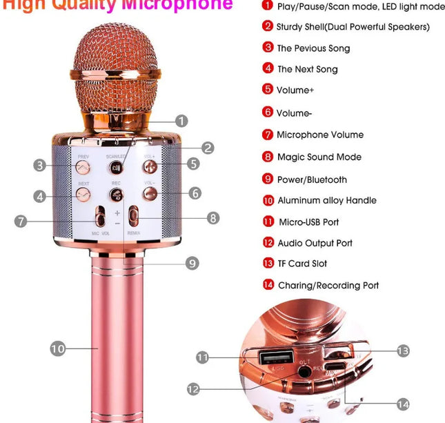 Fun Toys for 4-15 Year Old Girls, Handheld Karaoke Microphone for Kids Birthday Xmas Gifts for 8 9 10 11 Years Old Boys Girl