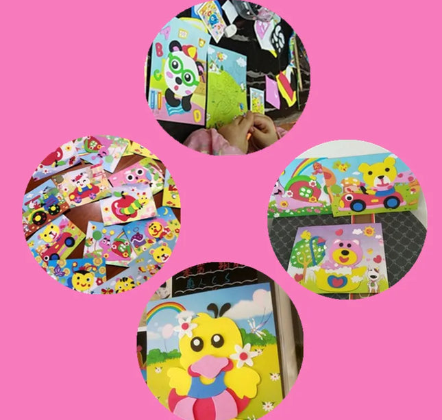 10Pcs 3D EVA Foam Stickers Puzzle Cartoon Animal 20 Styles DIY Handmade Early Learning Educational Toys For Children Kids Gift