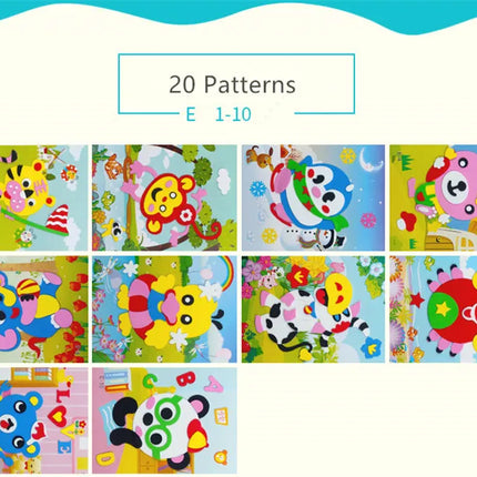 10Pcs 3D EVA Foam Stickers Puzzle Cartoon Animal 20 Styles DIY Handmade Early Learning Educational Toys For Children Kids Gift