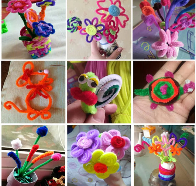 100pcs 30cm Chenille Stems Pipe Cleaners Kids Plush Educational Toy Colorful Pipe Cleaner Toys Handmade DIY Craft Supplies