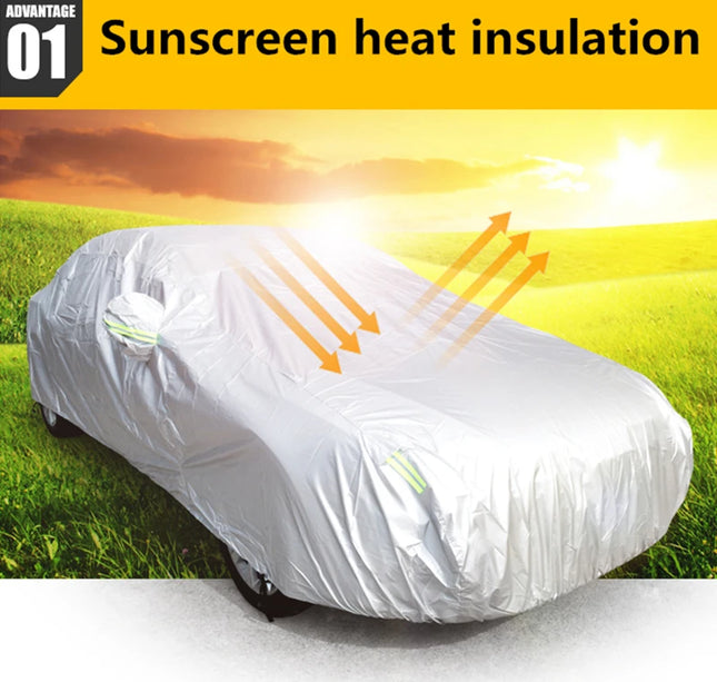 Universal Outdoor Car Cover – Full Exterior Sunshade & Snow Protection for Hatchback, Sedan & SUV