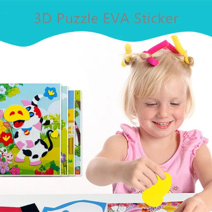 10Pcs 3D EVA Foam Stickers Puzzle Cartoon Animal 20 Styles DIY Handmade Early Learning Educational Toys For Children Kids Gift