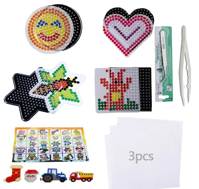 5000pcs 5mm Hama Beads Set – DIY Educational Fuse Beads with Templates, Iron Papers & Tweezers for Kids