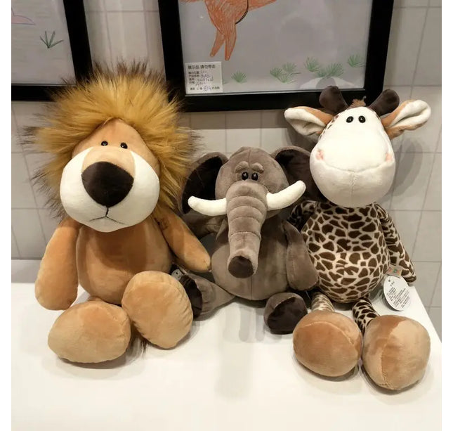 Simulation Animal Plush Toys – 25cm Stuffed Lion, Tiger, Giraffe, Monkey & More for Kids’ Gifts