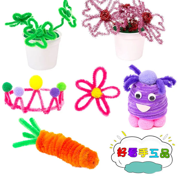 100pcs 30cm Chenille Stems Pipe Cleaners Kids Plush Educational Toy Colorful Pipe Cleaner Toys Handmade DIY Craft Supplies