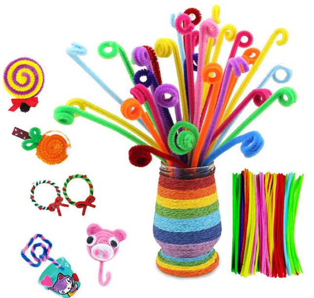 100pcs 30cm Chenille Stems Pipe Cleaners Kids Plush Educational Toy Colorful Pipe Cleaner Toys Handmade DIY Craft Supplies
