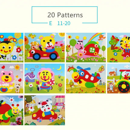 10Pcs 3D EVA Foam Stickers Puzzle Cartoon Animal 20 Styles DIY Handmade Early Learning Educational Toys For Children Kids Gift