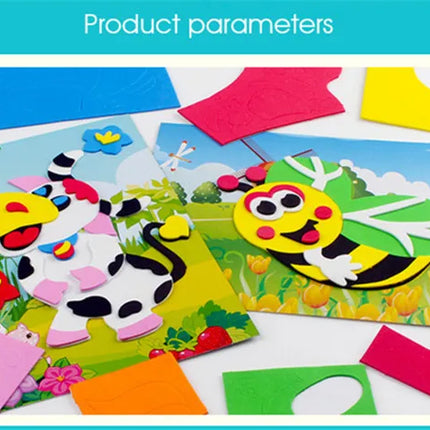 10Pcs 3D EVA Foam Stickers Puzzle Cartoon Animal 20 Styles DIY Handmade Early Learning Educational Toys For Children Kids Gift