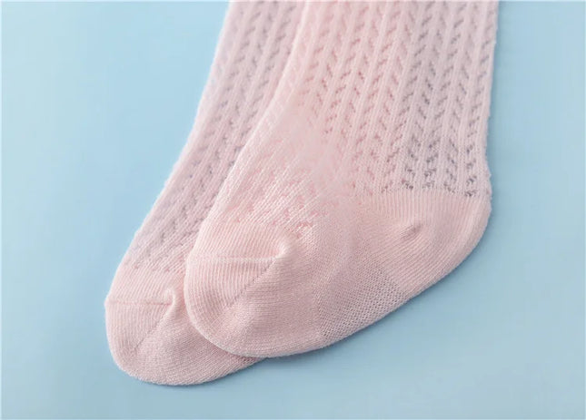 lawadka Baby Girl Socks Toddler Baby Bow Cotton Summer Mesh Baby Knee Socks Newborn Infant Non-slip Long Baby Boys Socks 0-2T