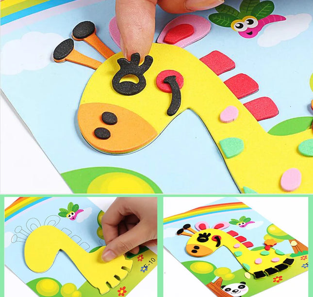10Pcs 3D EVA Foam Stickers Puzzle Cartoon Animal 20 Styles DIY Handmade Early Learning Educational Toys For Children Kids Gift