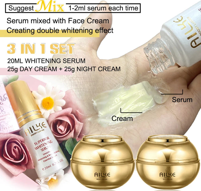 AILKE Whitening Skin Care Set, Reduce Wrinkles, Dark Spots, Anti-Aging, Women Wholesalers Beauty Cosmetics for All Skin Types