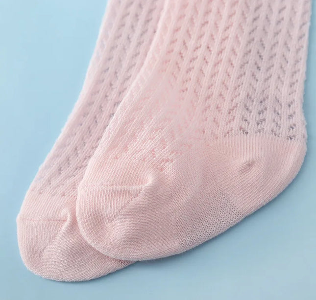 lawadka Baby Girl Socks Toddler Baby Bow Cotton Summer Mesh Baby Knee Socks Newborn Infant Non-slip Long Baby Boys Socks 0-2T