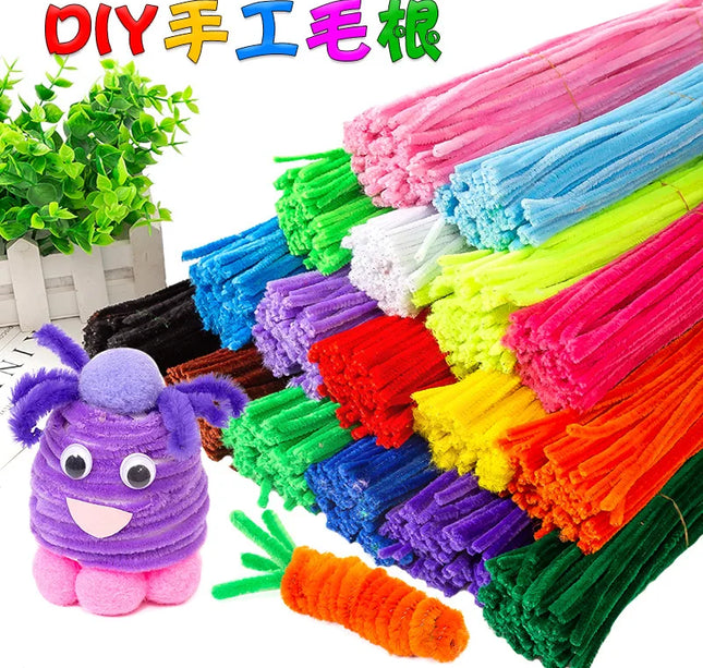 100pcs 30cm Chenille Stems Pipe Cleaners Kids Plush Educational Toy Colorful Pipe Cleaner Toys Handmade DIY Craft Supplies